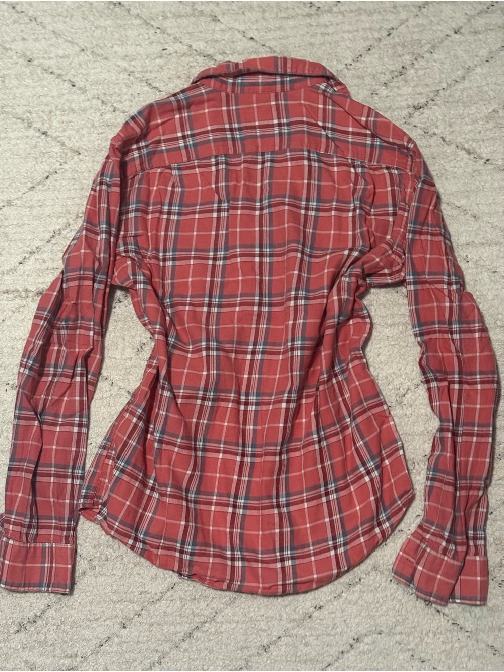 American Eagle Outfitters Red Plaid Shirt with White & Gray Accents - Picture 2 of 3